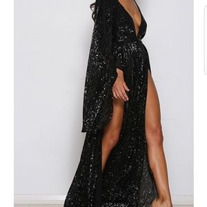 BLACK Sequin maxi dress